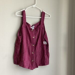 Liz Claiborne Magenta Striped Button-Front Tank Top